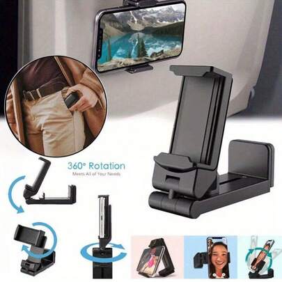 Foldable Mobile Phone Mount Holder Clip Extend Clamp For Desktop/Car/Train/Plane