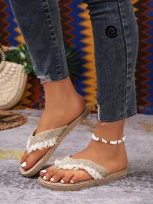 Dép xỏ ngón nữ thời trang, thanh lịch, cổ điển, chống trơn trượt, họa tiết da báo, thích hợp cho hoạt động ngoài trời, đi biển, mùa hè. - Lạc đà - Xem 4