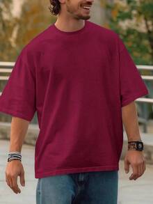GRDR 男士时尚宽松短袖T恤 | 精致设计 | 夏季必备 | 百搭易穿 | 展现你的风格 - 酒紅色 - 查看 2