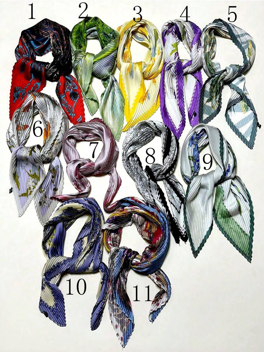 New Arrival Simple Printed Scarf 70cm Square Scarf, Fashion Women's Silk Scarf With Crinkle Design, Versatile Headband, Neck Scarf, Waist Belt, Unique Accessory - Multicolor - View 1