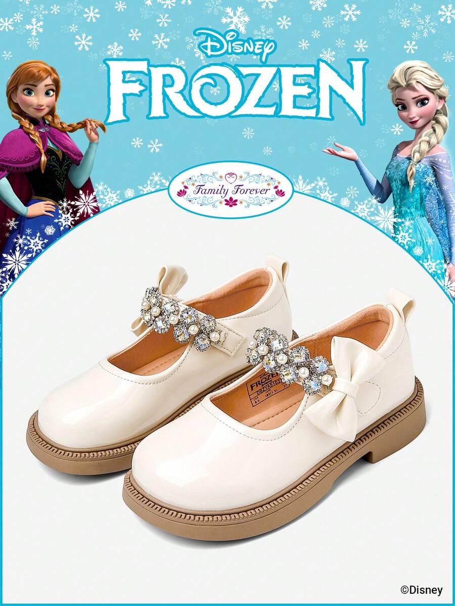 Disney 1 Pair Licensed Collaboration Children's Shoes, Suitable For Daily Wear, Festivals, Sports, Outdoor Activities, Comfortable, Non-Slip, Durable, Breathable (Children's Flat Shoes, Girls Shoes, Princess Shoes, Queen Shoes) - Beige - View 1
