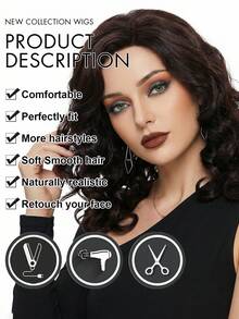 Damperuk 16 tum stor lockig vågig peruk andningsbar rosa nätmössa för dagligt bruk fest & present eller rollspel - Multifärgad - Visa 7