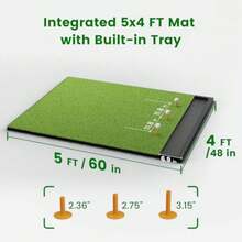 Golf Hitting Mat with Ball Tray 5x4/ 6x4 ft 26mm/ 31mm Thick Pro and Elite Turf with Swing Path Line Premium Golf Practice Mat for Indoor and Outdoor Swing Chipping Training - Césped PRO de 6*4 pies – 26 mm - Ver 6