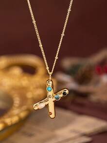 1pc Stylish And Simple Women's Necklace With 26 Letter Pendant (A-Z Capital Letters). Suitable For Everyday Wear, Unisex, And As A Gift For Friends. - Multicolor - View 19