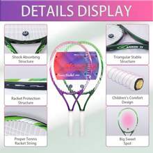 19" 23" 25" Tennis Racket Junior/Youth Tennis Racquet with Tennis Ball Carry Bag Overgrips Vibrations Dampers… - 19 pulgadas - Ver 4