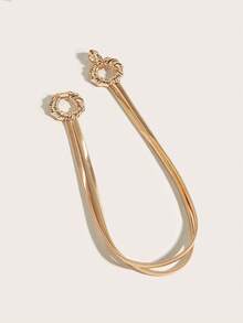 1pc Children's Pearl Elastic Waist Chain Belt, Girl Belts, Belts For Girl, Y2K Girl's Minimalist Sweet Double Circle Twist Spring Gold Waist Belt, Matching Skirts And Shirts, Party, Holiday Gift, Birthday Gift, New Year - Gold - View 4