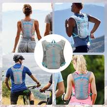 跑步背心，男女通用轻便透气跑步背包，带500ml软水壶，骆驼牌水袋背包，带手机袋和水壶袋 - 背包+500ML水杯 - 查看 5