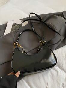 Korean Style High-Quality Minimalist Crescent Underarm Bag, New Luxury Niche Fashion Retro Versatile Commuter Shoulder Crossbody Bag - Black - View 7