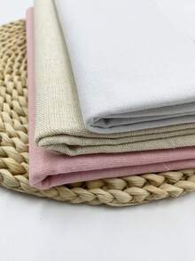 2pcs 50x50cm Linen-Like Fabric, Available In 3 Colors: Beige/Pink/White, Embroidery Cloth Suitable For Beginners, Punch Needle Enthusiasts, Cross-Stitch Masters, Sewing Creators, Can Be Used For Punch Needle, Cross-Stitch And Home Decor Projects - Two 50*50cm Imitation Linen Sheets - View 3