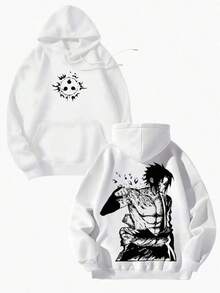 GLEC Japanese Hot Blooded Cartoon Anime, Grim Reaper, Simple And Versatile On The Streets In All Seasons, Retro And Fashionable Handsome Male Lead, Black And Deadly, Dominating All Popular Letter Patterns 270g Fleece Sports Hoodie. This Is A Men's Autumn And Winter High-Quality Retro Fashion Brand Loose, Soft And Comfortable White Long Sleeved Sports Hoodie, Suitable For Outdoor Wear In Autumn And Winter, With A Certain Thickness, Suitable For Daily Wear And Gifting To Friends, Outdoor Activities And Back To School Gifts. - 白色 - 查看 7