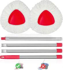 2 Pack Spin Mop Replacements Head Compatible For O Ceda EasyWring 1 Tank System, Microfiber Mops Refills Hardwood Floor Cleaning, Base And 30-58in Handle Set Combo - ColorA - 查看 1