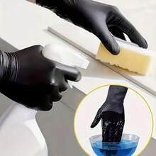 50/100pcs Powder-Free, Latex-Free Disposable Black Gloves, Ideal For Cleaning, Auto Repair And Other Essential Sanitary Protection - Black - View 3