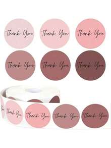 500张/卷 波西米亚风自粘“谢谢”标签，圆形封口贴纸，适用于商务、婚礼、生日、婴儿派对用品、信封和礼品包装，多种颜色可选 - 彩色 - 查看 13