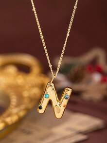 1pc Stylish And Simple Women's Necklace With 26 Letter Pendant (A-Z Capital Letters). Suitable For Everyday Wear, Unisex, And As A Gift For Friends. - Multicolor - View 16