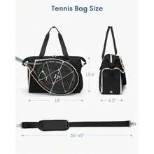 Tennis Travel Bag for Women with Exterior Drawstring Racket Pocket and Separate Shoe Compartment Weekend Bags with Wet Pocket and Laptop Pocket - Beige - Ver 7