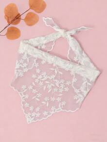 1 chiếc khăn tam giác thời trang nữ, kiểu dáng thường ngày, họa tiết hoa mai ren rỗng, màu trơn, thoải mái và đa năng, phù hợp cho mặc hàng ngày, dự tiệc, hẹn hò, làm quà tặng cho nữ, phụ kiện. - A - Xem 3