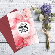 1pc Ramadan Kareem Eid Greeting Card With Envelope - Islamic Holiday Paper Card For Ramadan Celebration - Arabic Calligraphy Design - Gift For Friends, Family And Colleague - Red - View 4