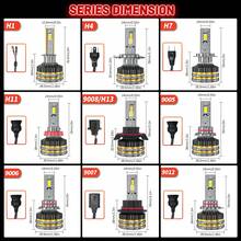 HYNBYZJ 2个H4 H7 LED大灯 360W 350000LM LED Canbus汽车灯 H1 H11 9005 9006 HB3 HB4 9012 HIR2 9007 H13雾灯汽车灯 3铜管 12V - A - 查看 10