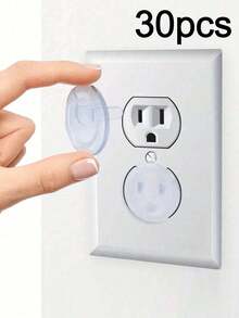 10/20/30Pcs Electrical Plug Protector With Hidden Handle, Safety Outlet Covers For Electrical Outlets, Anti-Electric Shock Protective Caps, Easy To Install & Remove, Home Improvement Accessories, Ideal Baby Shower Gifts & Family Daily Safety Essentials - Clear - View 12
