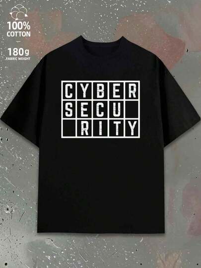 Women'S CyberSecTee Cybersecurity Graphic T-Shirt - 'CYBER SECURITY' Print, Heavyweight 180gsm Crew Neck Short Sleeve Casual Everyday & Weekend Wear, All-Season Comfort, Cybersecurity-Themed Apparel For Tech Events & Casual Outfits - Affordable Cybe
