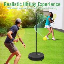 [2025 Upgrade] Tetherball TennisandTetherball SetHeavy Duty Tetherball Equipment with 95" Adjustable Height Pole 2 Tennis Balls 2 Rackets 1 Tetherball with Rope for Backyard Beach or Home - como en la foto - Ver 6