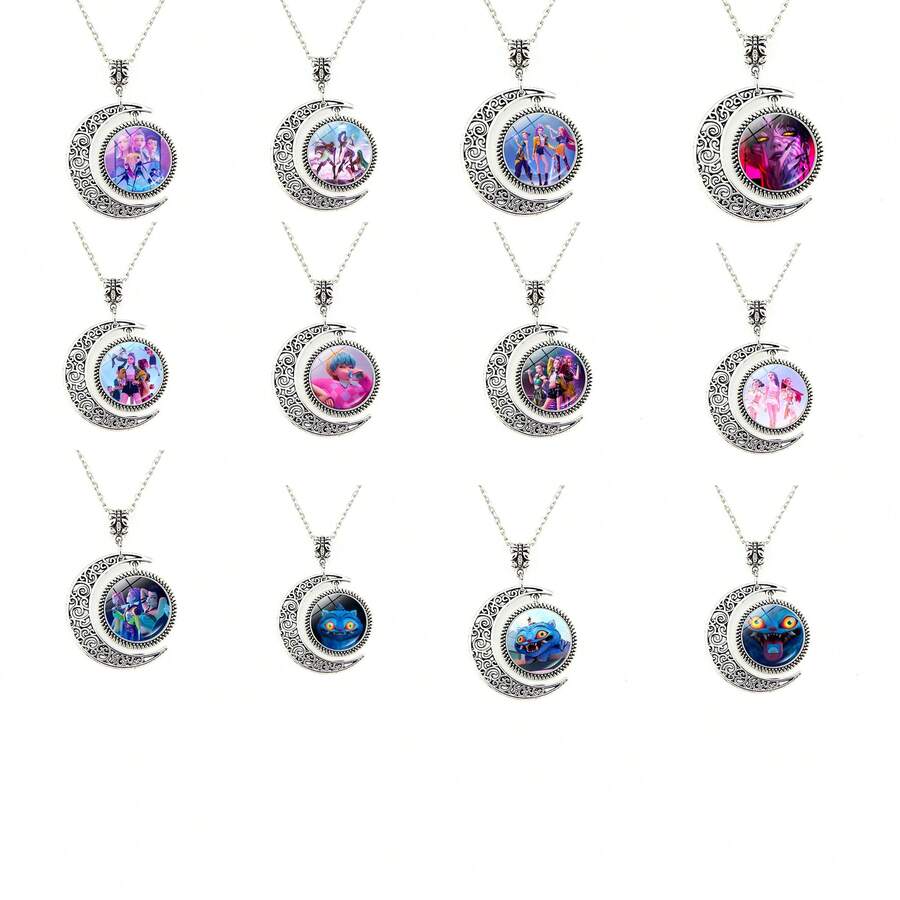 1 set tecknad flicka kombinationshalsband accessoarer, mångsidig bästsäljande anime månhänge tröjkedja, nyårs-/alla hjärtans dag-/påskpresent [slumpmässig stil] - Multifärgad - Visa 1