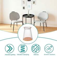 4/24/32 件装圆形椅腿套，适用于高弹毛毡垫、防滑椅垫和椅腿保护套（高透明度，更有光泽和质感，透明色，棕色底色），适用于硬木地板。 - 圓形 - 查看 5