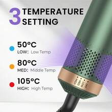 ATOPSKINS 2026升级版五合一热风吹风机及专业沙龙级造型工具 | 5个可拆卸互换刀头 + 3种精准温度设置 | 自动卷发及多种造型（卷发/波浪/直发/柔顺/蓬松/内卷/外卷） - 綠色 - 查看 8