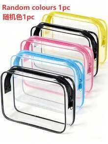 1/2/3pcs Transparent PVC Large Capacity Travel Storage Bags, Minimalist Random Color, Portable Organizer Bags, Cosmetic Bags, Makeup Bags, Zipper Storage Bags - Durable Travel Organizer Bags For Frozen Cosmetics, Toiletries, Jewelry Boxes, Easy To Clean, Ideal For Carry-On Luggage - Multicolor - View 13