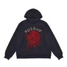SP5DER Hoodie Spider Print Streetwear Unisex Oversized ,Sweatshirt For Men Women - màu đen - Xem 2