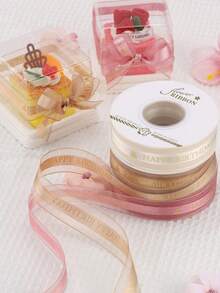 1PC Happy Birthday Ribbon, Pink Birthday Ribbon Used For Gift Packaging With Gold Foil Decorative Bow Packaging - Multicolor - View 5