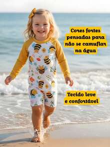 Girls' Swimsuit/ For Beach, Pool, Swimming, UV Protection - 黃色 - 查看 5