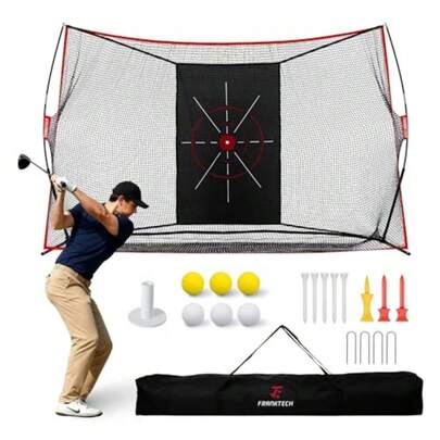 Golf Net 10x7ft Heavy Duty Practice Hitting Net for Indoor and Outdoor Backyard Driving Includes Target Carry Bag Balls Ideal Golf Gifts for Men Dad Him