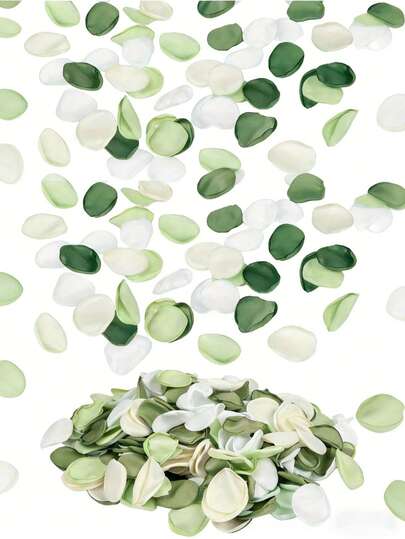 200pcs Artificial Silk Rose Petals, Wedding Flower Petals, Mixed Green Petals, Suitable For DIY Wedding Decoration, Proposal Basket, Center Table Party, Aisle, Bridal Shower, Home Decor, Holiday Decoration