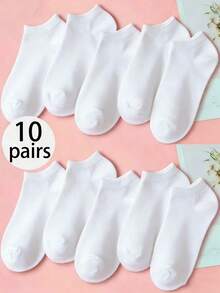 10双装女士春夏新款中筒袜，吸湿透气，白/黑/灰三色可选，均码 - 黑色 - 查看 7