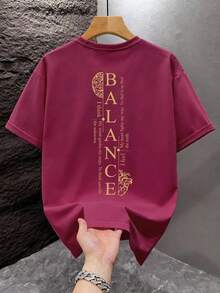 GRDR Men's Fashionable Printed Loose Short Sleeve T-Shirt | Exquisite Design | Summer Essential | Easy To Match, Showcase Your Style - Burgundy - View 4