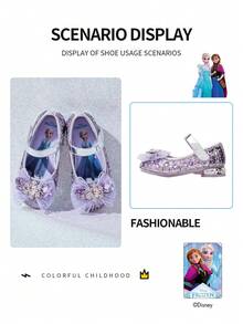 Disney 1双正版授权公主鞋，适合日常及假日户外穿着，舒适防滑，透气（儿童平底鞋，女童鞋，公主鞋，女王鞋） - 淡紫色 - 查看 7