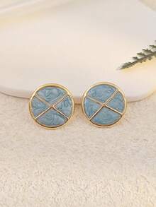 Court-Style Enamel Oil Drip Triangular Geometric Earrings, Fashionable Hollowed-Out Rotating Flower Earrings For Women Simple Stainless Steel Women's Gold Round Heart Shape Stud Earrings Summer Beach Vacation Bikini Accessories Attractive Clothes, Wedding Dresses Accessories - Versatile JewelryPerfect For Wearing While Swimming, Bathing, Exercising ,Great For Valentines Day, Birthday, Mother Day, And Vacation Surprises. - Multicolor - View 26