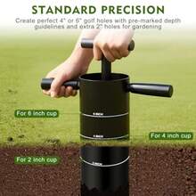 Portable Golf Hole Cutter with Detachable Handle and Serrated Base Standard 4 and 6 Inch Hole Digger for Outdoor Golf Putting Green Practice 2 Inch for Garden Backyard - Negro - Ver 6