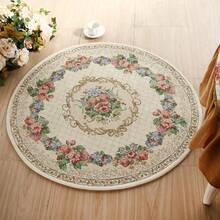 1pc Jacquard Woven Round Area Rug, European Farmhouse Style Home Decor Carpet, Suitable For Room, Bedroom, Bedside, Table & Chair, Machine-Woven Pattern, No Odor, Medium Thickness, Suitable For All Seasons, Easy To Fold And Store, Convenient To Clean - Multicolor - View 13