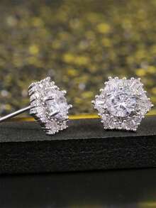 Elegant Women's Earrings For Party, Daily Clothing Decor, Wedding Anniversary Party Jewelry Gift, High Quality Earrings - 銀色 - 查看 4