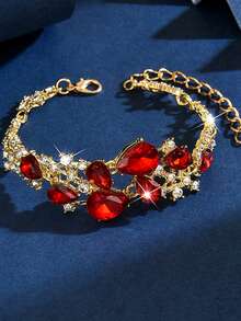 1件女士手链，水滴形玉石水晶手链，闪亮多石设计，适合晚宴、婚礼、情人节等场合佩戴 - 5320 - 查看 19