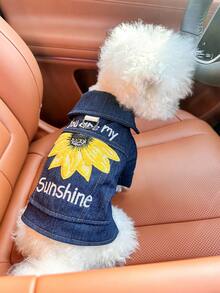 1 قطعة ملابس للحيوانات الأليفة، بطراز أوروبي وأمريكي، مناسبة للكلاب الصغيرة والجراء، ملابس خارجية جميلة ومريحة - الأزرق - مشاهدة 6