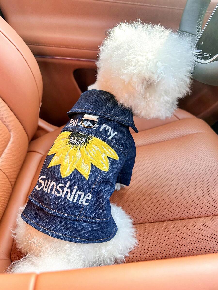 PETCIRCLE 1件宠物衣服,欧美风格,适合小型犬和幼犬,可爱舒适的户外服装 - 藍色 - 查看 1