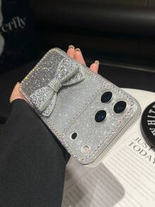 1pc Rhinestone Bow Soft TPU Phone Case Compatible With IPhone - Multicolor - View 5