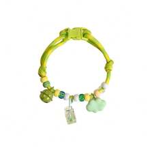 透气狗项圈，宠物猫项链配饰，带防走失铃铛 - 青檸色 - 查看 1