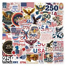 57 adesivos comemorativos do 250º aniversário dos Estados Unidos (1776-2026) - Adesivo retrô americano patriótico em vinil para garrafa de água, para-choque, carro e laptop. - Violeta vermelha - Ver 1