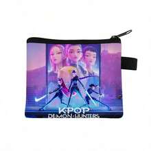 Mattel K-POP恶魔猎人印花零钱包卡通拉链小钱包，适合女孩日常使用，恶魔猎人卡通印花小零钱包，轻便拉链式派对礼物 - 彩色 - 查看 4