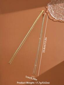 New In 2026 Sparkling Long Crystal Tassel Golden Earrings, Women's Exaggerated Long Chain Drop Earrings, Party & Night Event Theme Earring - Gold Earrings - View 7