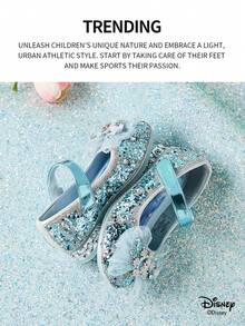 Disney 1 Pair Licensed Princess Shoes, Suitable For Daily And Holiday Outdoor Wear, Comfortable, Non-Slip, Breathable (Children Flat Shoes, Girls Shoes, Princess Shoes, Queen Shoes) - Baby Blue - View 2